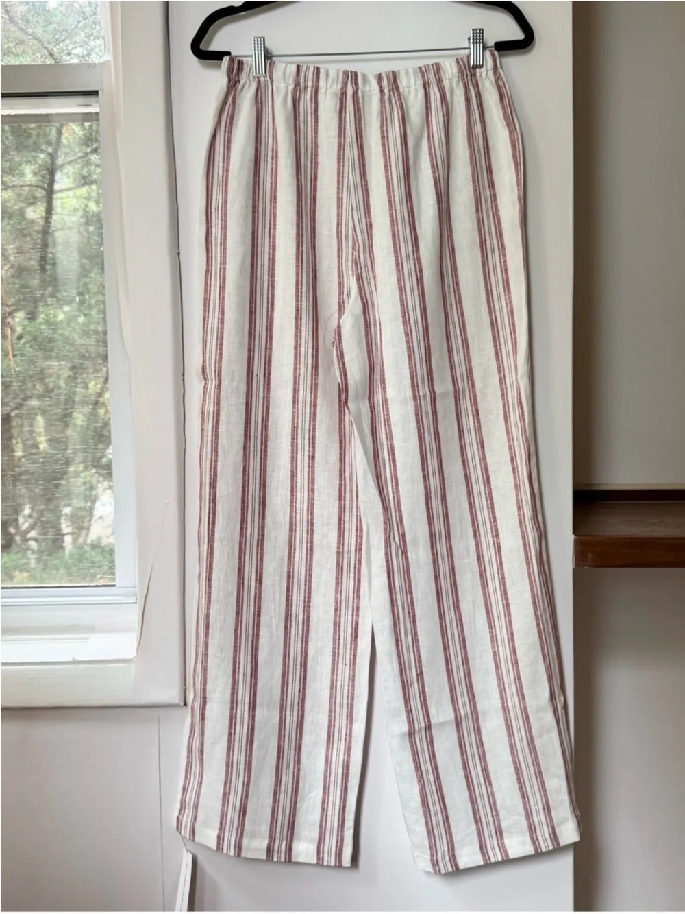 NWT Reformation Olina Linen Pants White Stripe Medium